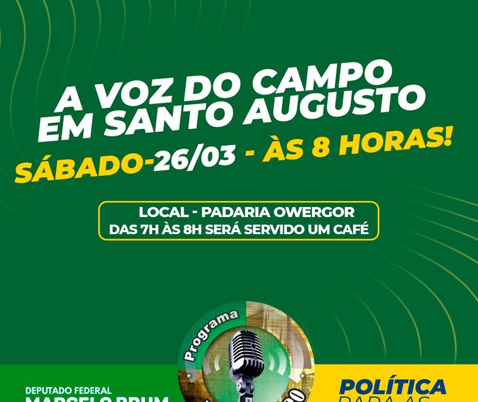 Programa A Voz do Campo será realizado em Santo Augusto