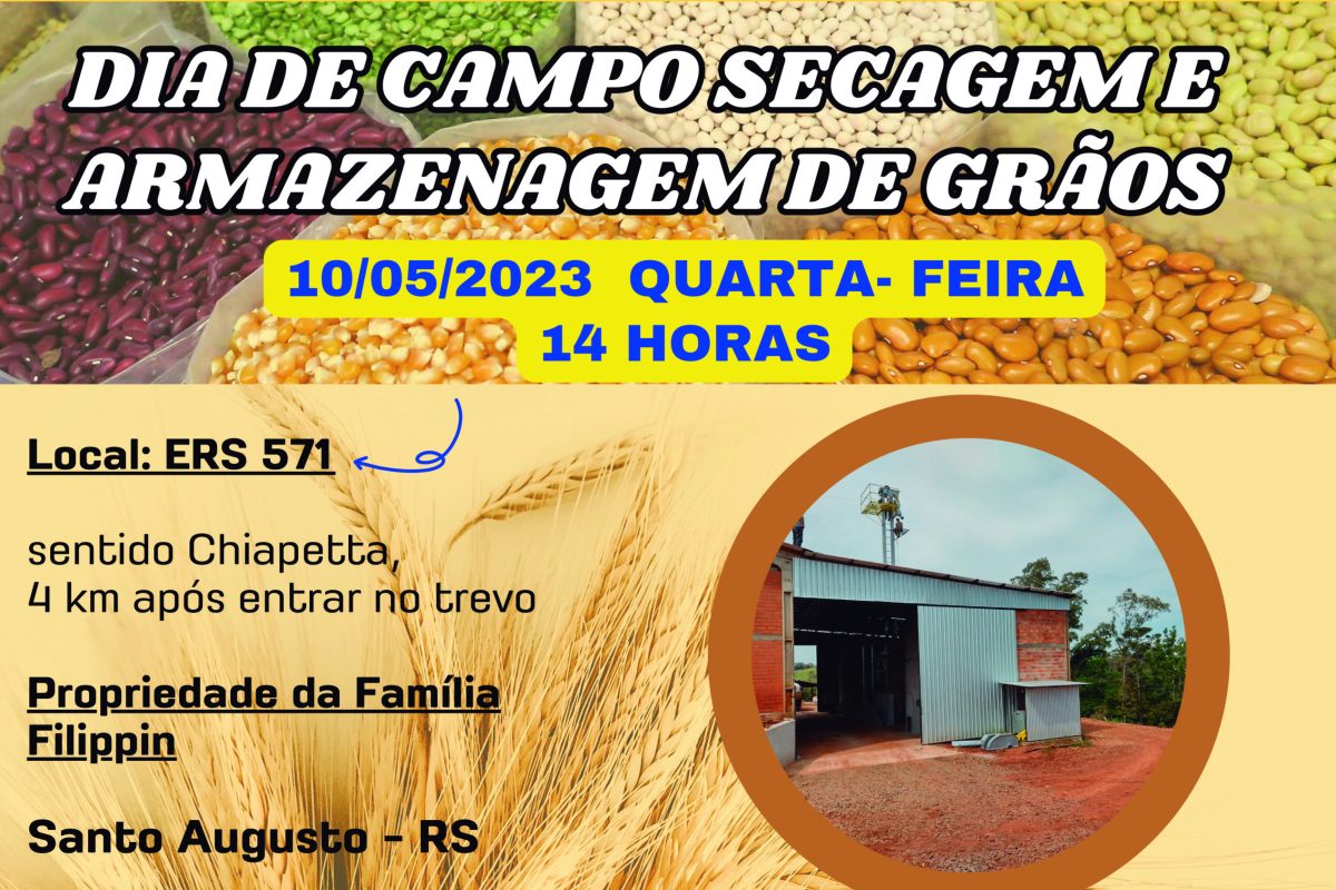 Secagem e armazenagem de grãos será tema de Dia de Campo