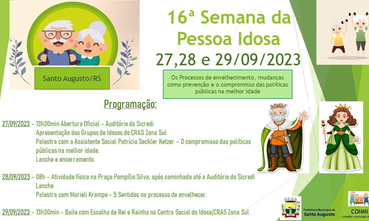 Acontece hoje a abertura da 16ª Semana da Pessoa Idosa em Santo Augusto