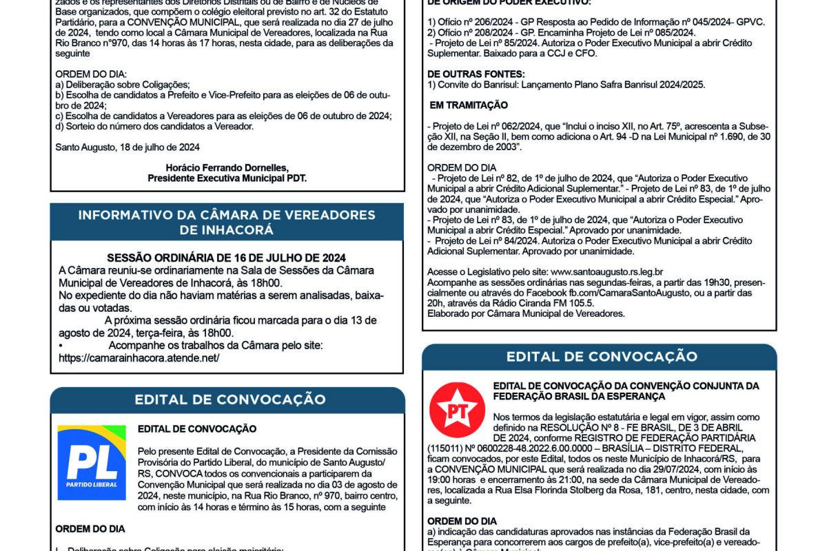Publicações Legais – 19 de Julho de 2024