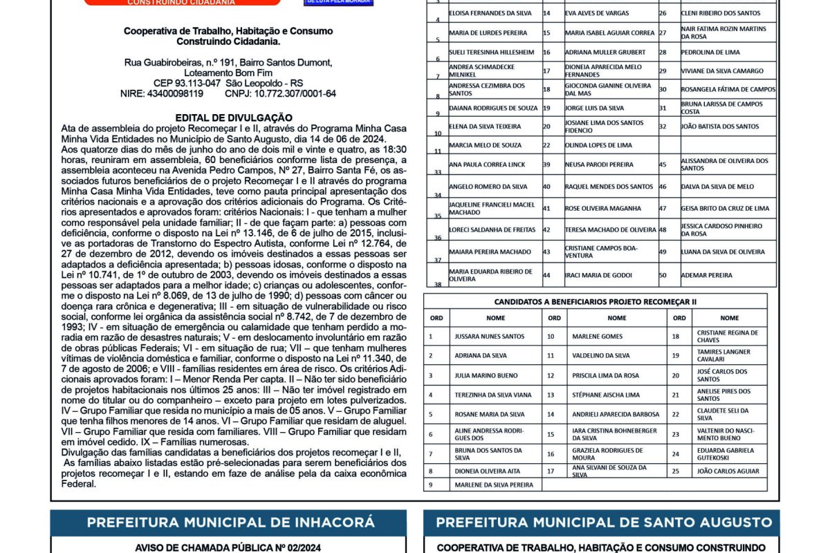 Publicações Legais – 09 de Agosto de 2024