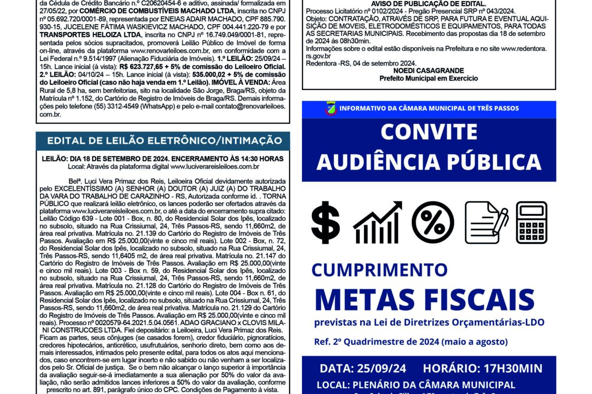 Publicações Legais – 06 de Setembro de 2024