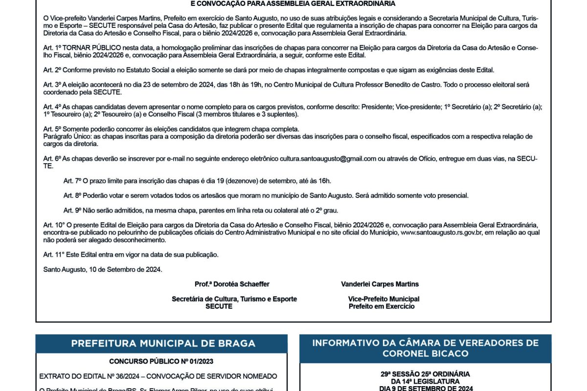 Publicações Legais – 13 de Setembro de 2024