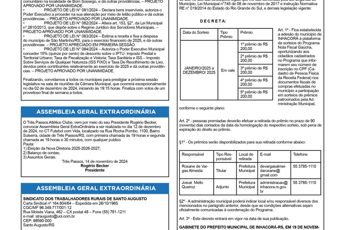 Publicações Legais – 22 de Novembro de 2024
