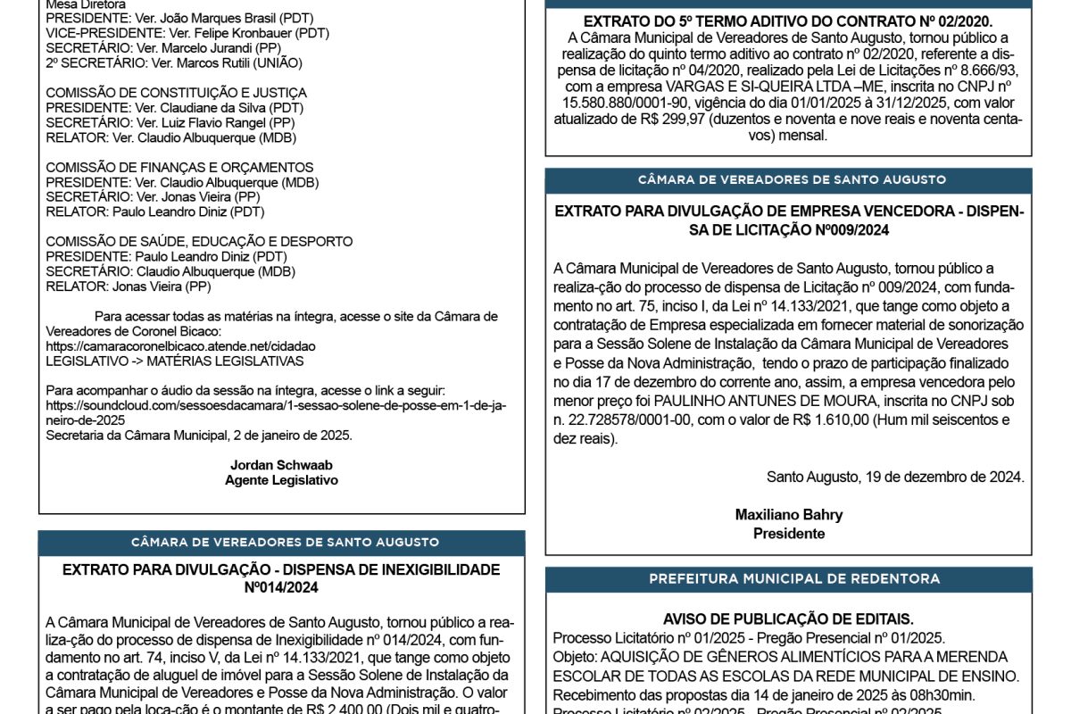 Publicações Legais – 03 de Janeiro de 2025