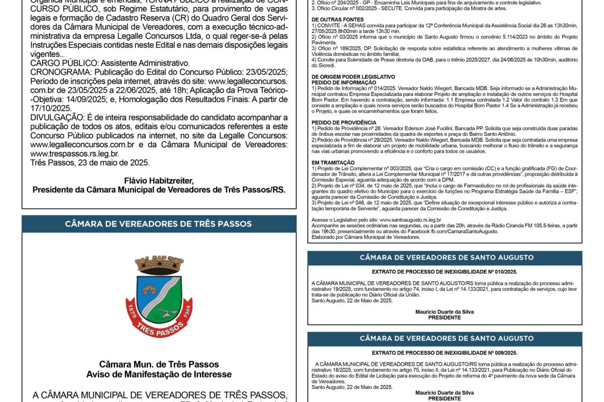 Publicações Legais – 23 de Maio de 2025
