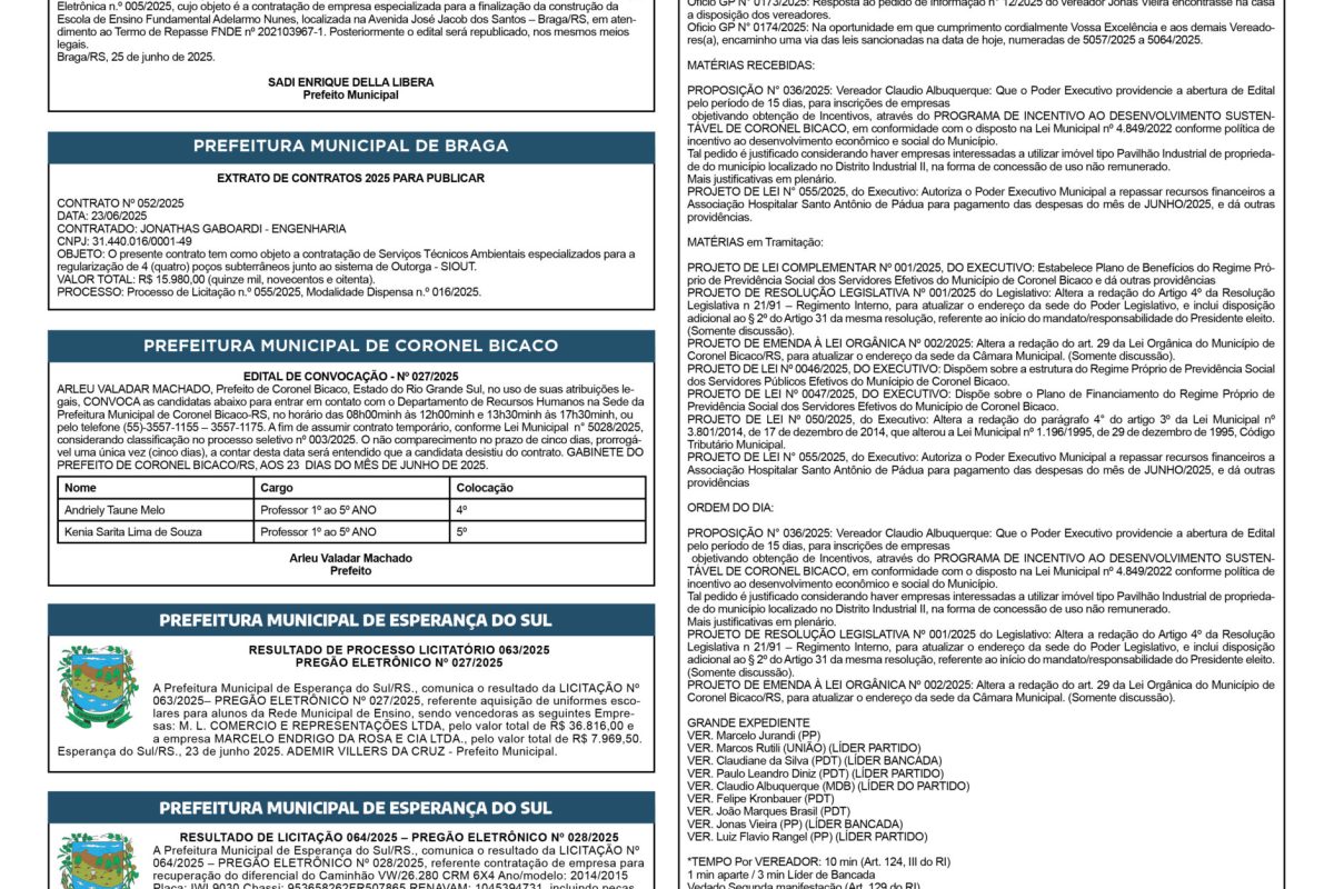 Publicações Legais – 27 de Junho de 2025