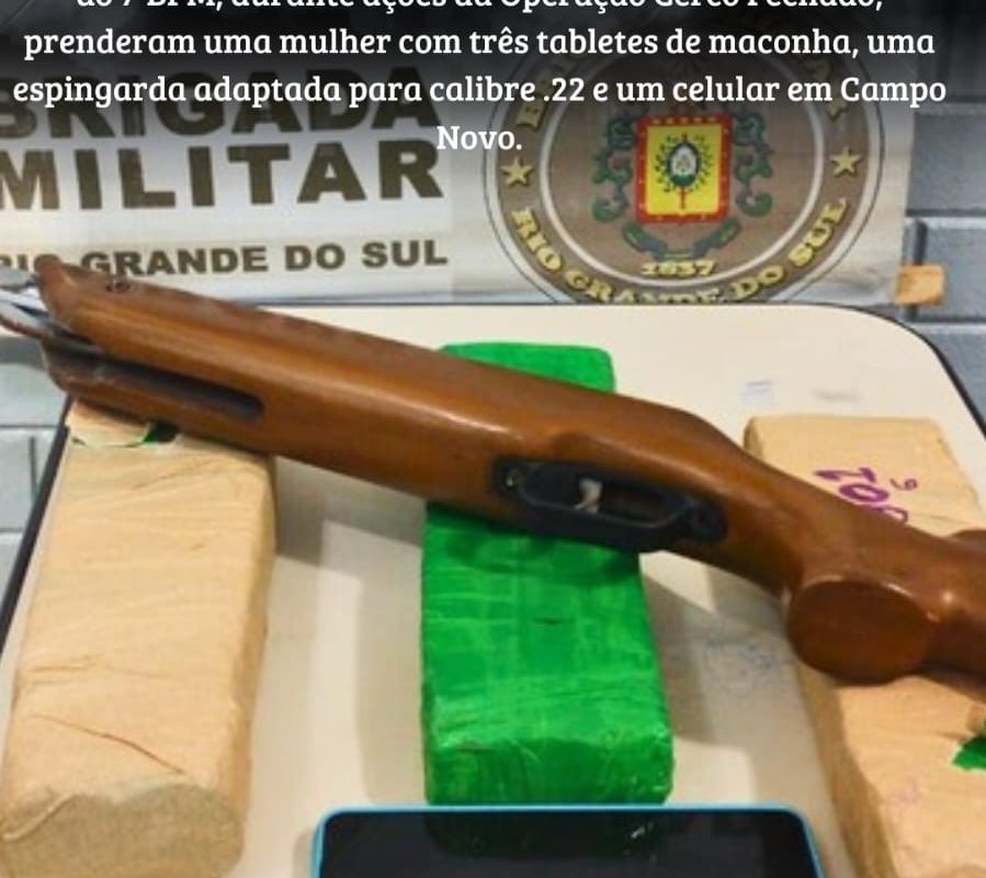 Brigada Militar prende mulher com droga e arma de fogo durante operação em Campo Novo