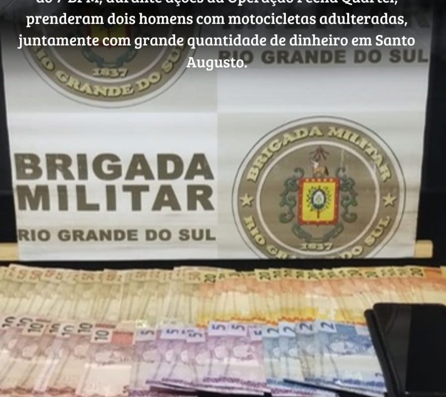 Brigada Militar prende dois homens com motocicletas adulteradas em Santo Augusto