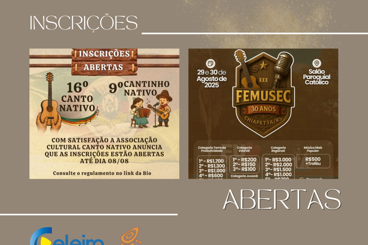 Dois tradicionais festivais de música abrem inscrições na Região Celeiro