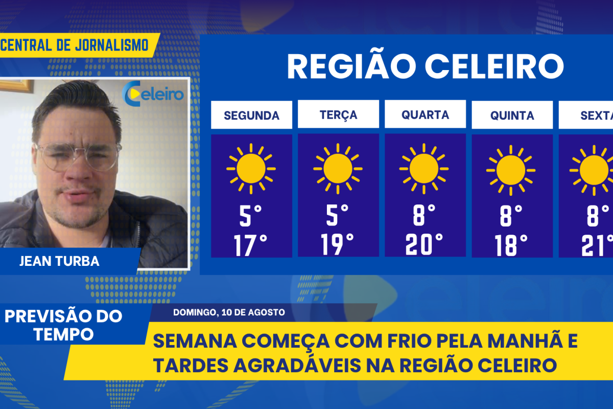 Semana começa com frio pela manhã e tardes agradáveis na Região Celeiro