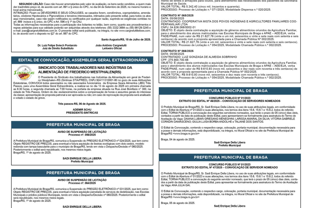 Publicações Legais – 08 de Agosto de 2025