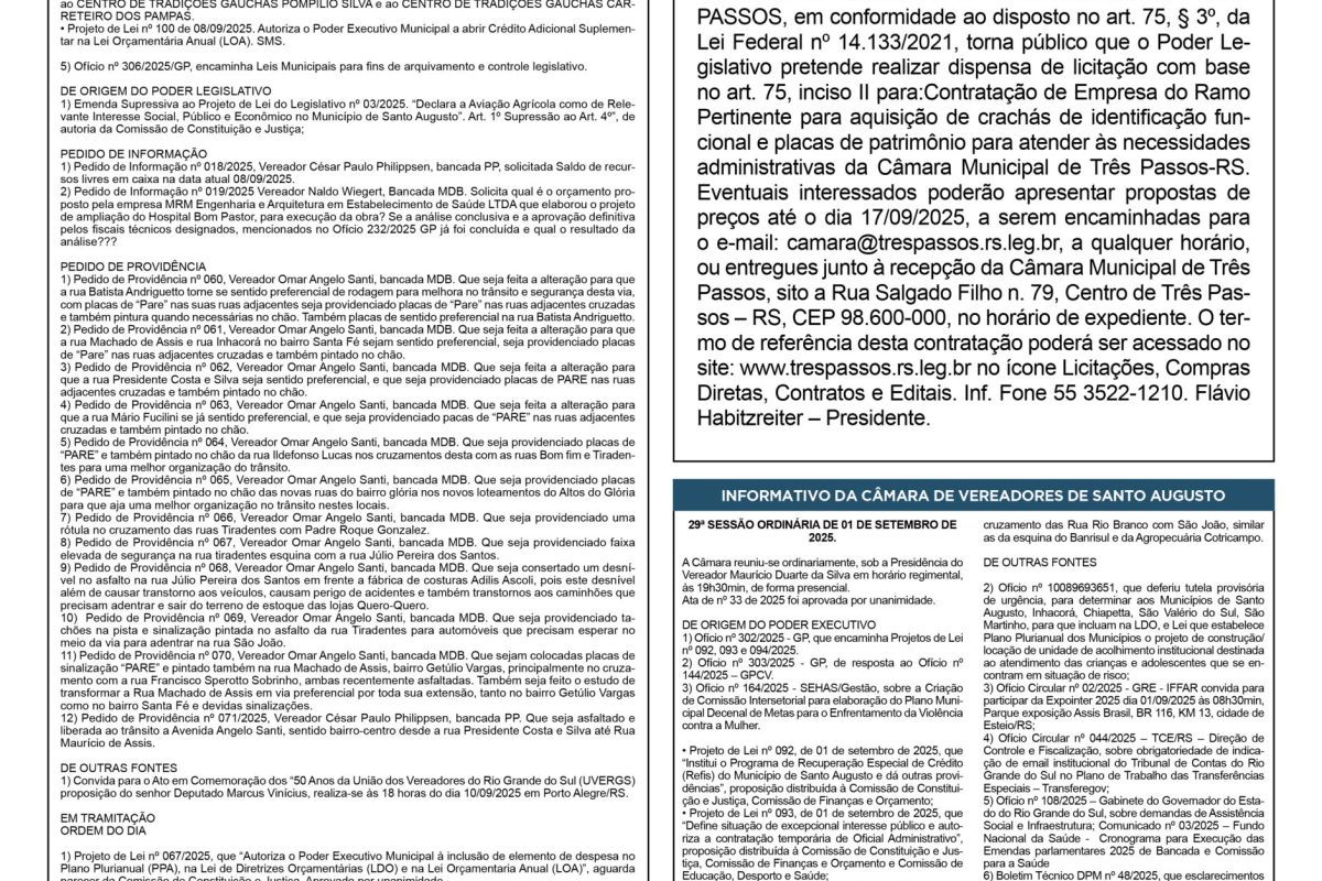 Publicaçoes Legais — 12 de Setembro de 2025
