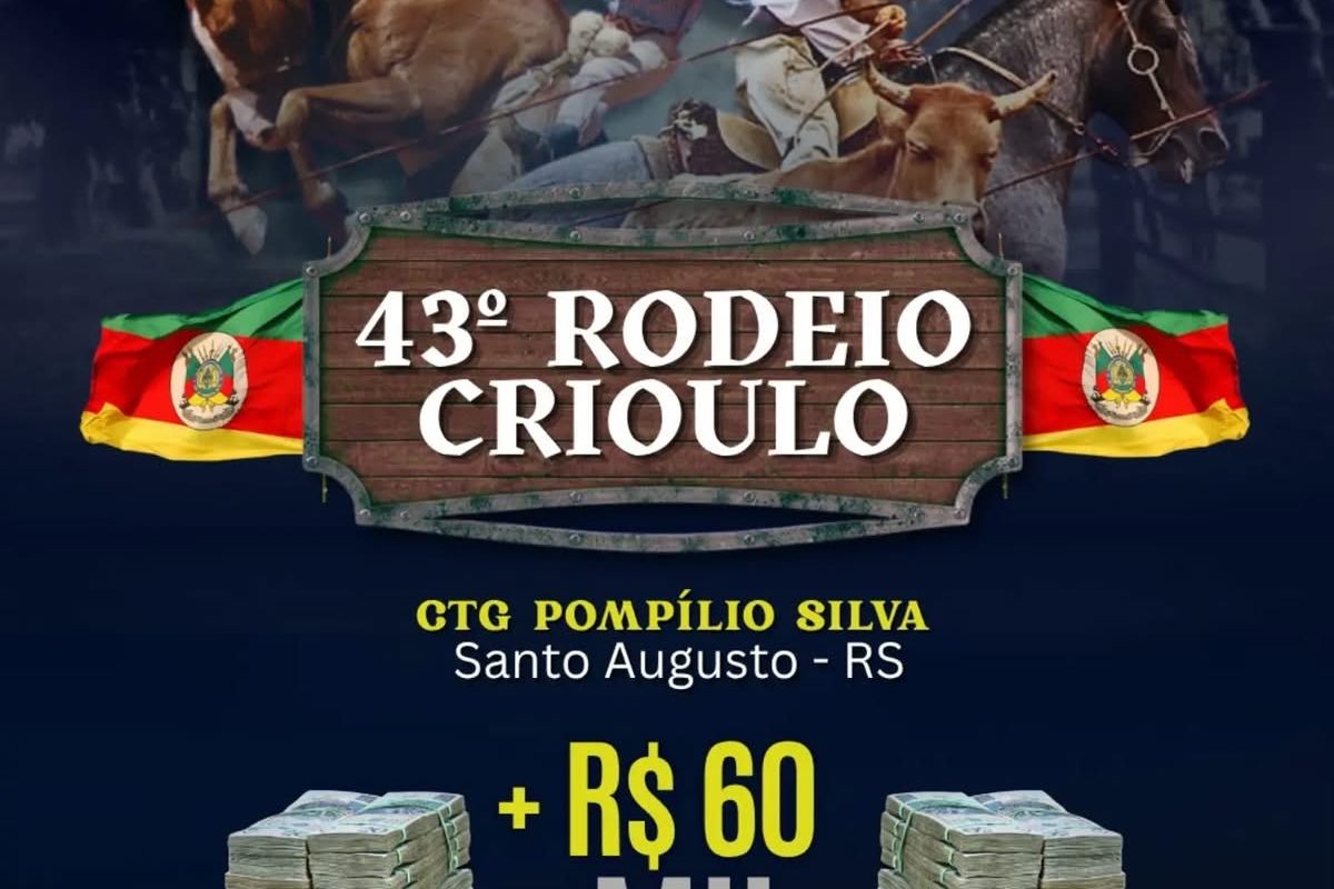 CTG Pompílio Silva divulga programação oficial do 43º Rodeio Crioulo de Santo Augusto