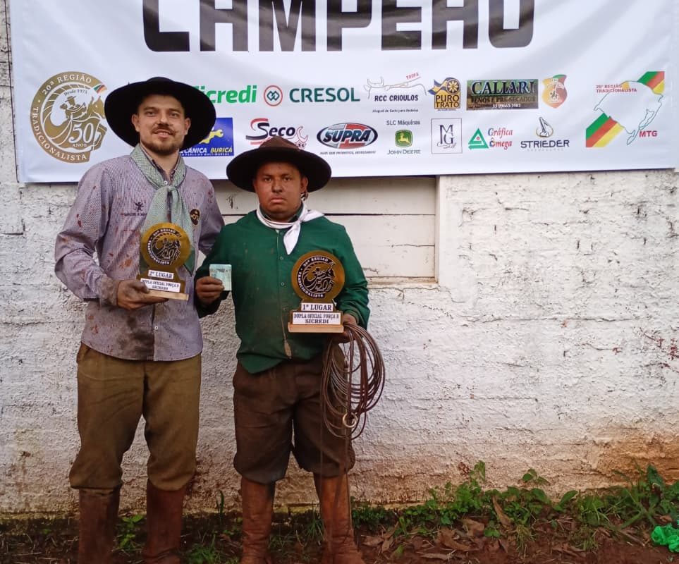 Dupla do CTG Pompílio Silva conquista título na Força B no Rodeio de Integração da 20ª RT
