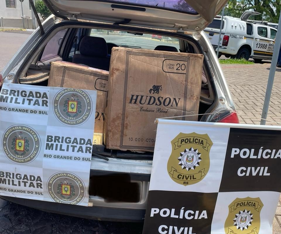 Brigada Militar e Polícia Civil prendem suspeito de contrabando e apreendem carga de cigarros em Esperança do Sul