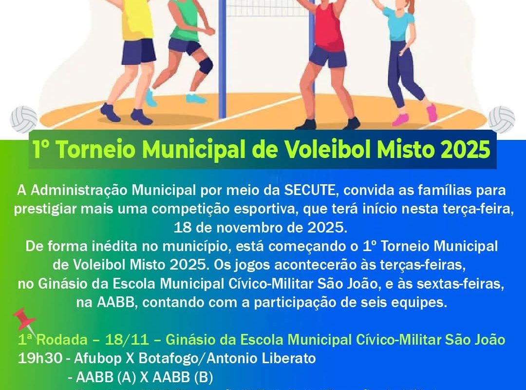 1º Torneio Municipal de Voleibol Misto começa nesta terça-feira em Santo Augusto