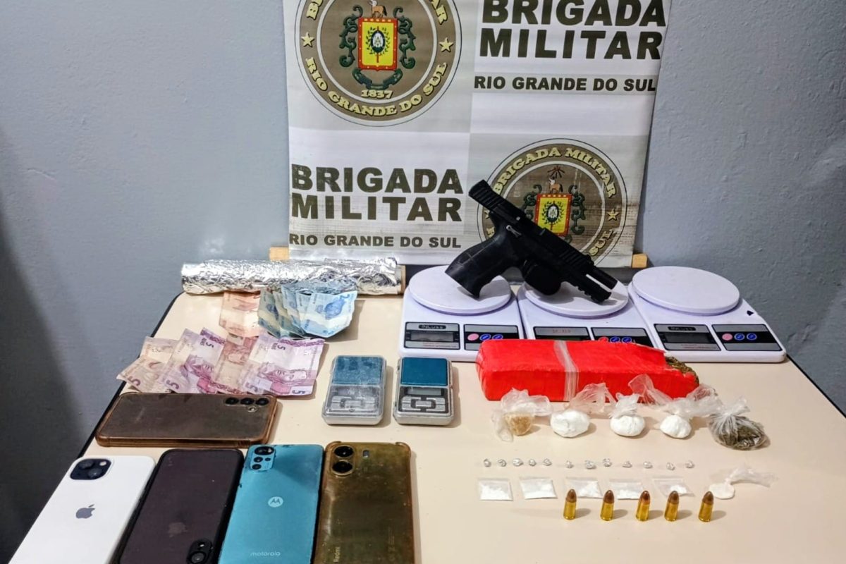 Brigada Militar prende homem por tráfico de drogas e porte ilegal de arma de uso restrito em Barra do Guarita