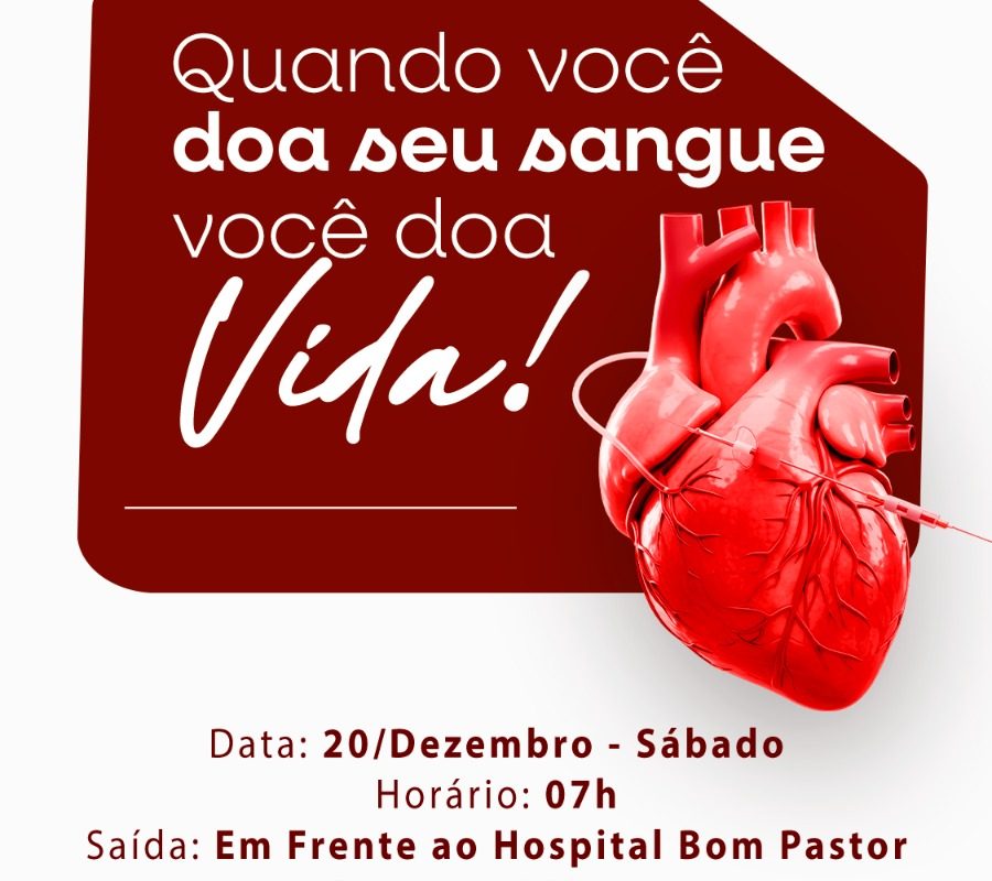 Campanha de doação de sangue mobiliza voluntários para ação no dia 20 de dezembro