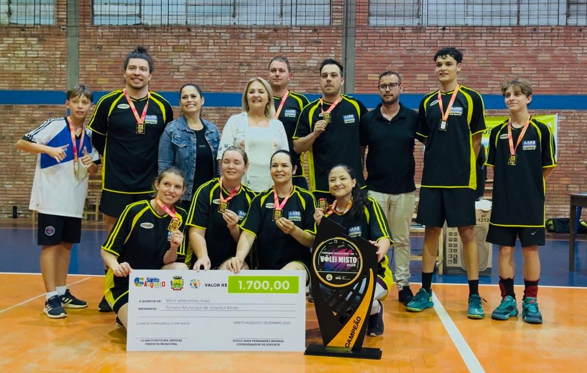 AABB (B) é campeã do 1º Campeonato Municipal de Voleibol Misto de Santo Augusto