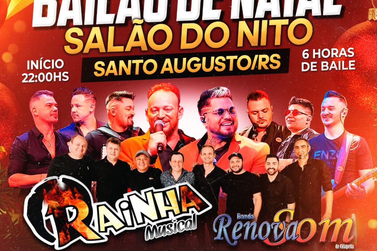 Baile de Natal no Salão do Nito ocorre nesta quarta-feira em Santo Augusto