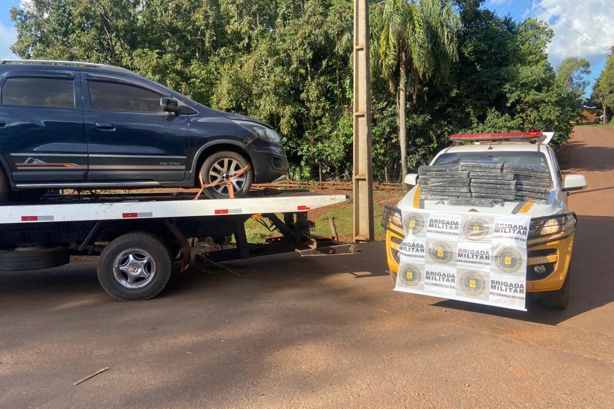 Casal é preso com carga de maconha após fuga e abandono de veículo em Santo Augusto